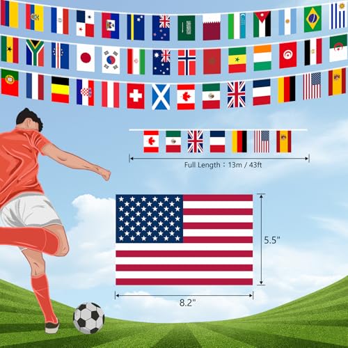 International World Flags String Banner - 43ft Soccer Tournament Decor