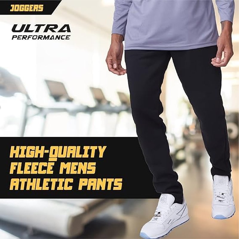 Ultra Performance 3 Pack Mens Open Bottom Sweatpants with Pockets, Casual Sweatpants for Men