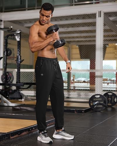 Alimens & Gentle Mens 3X-Large Black Lightweight Joggers with Pockets