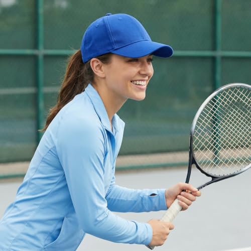 Blue Cotton Baseball Cap for Men Women Adjustable Outdoor Running Hat