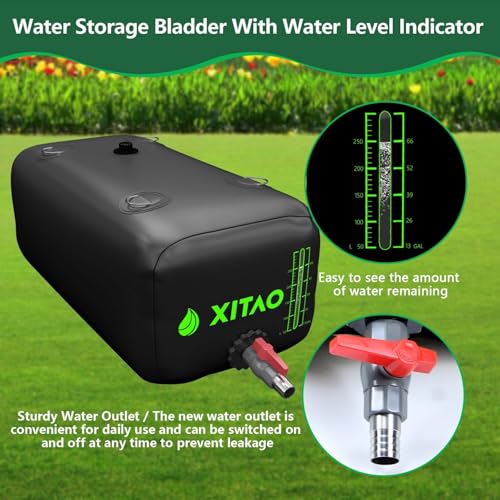XITAO 29 Gal Black Foldable Water Storage Bladder Container for RV Camping Garden