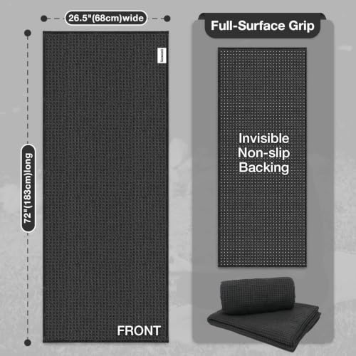 SOOWASH Hot Yoga Mat Towel, Non-Slip Microfiber 26.5x72in (Carbon Black)