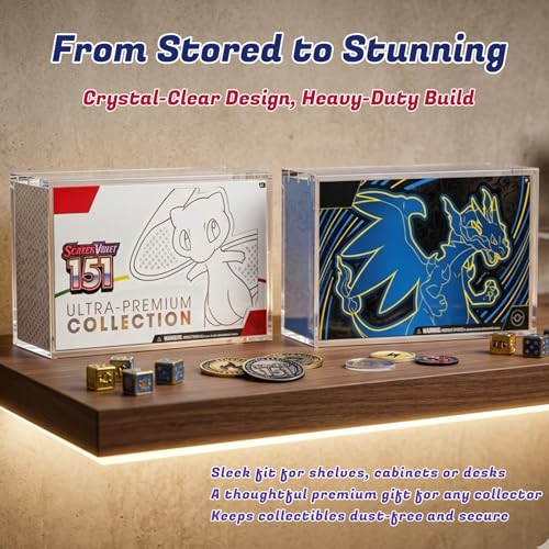 Acrylic Display Case for Mega Charizard X ex & 151 UPC Protection