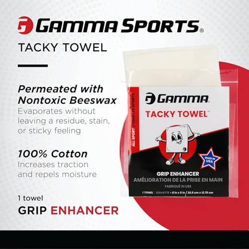 Gamma Tacky Towel - Non-Toxic Grip Enhancer for Tennis, Pickleball, Golf, Baseball - New Tacky Towel
