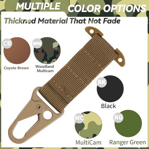Tactical Belt Clip T-Mount - MOLLE Bag Clip Carabiner 2PCS Coyote Brown
