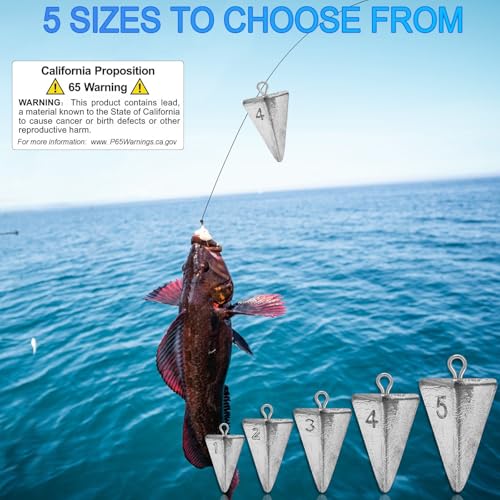 Pyramid Sinkers Fishing Weights - 1oz, 10pcs Durable Lead Sinkers