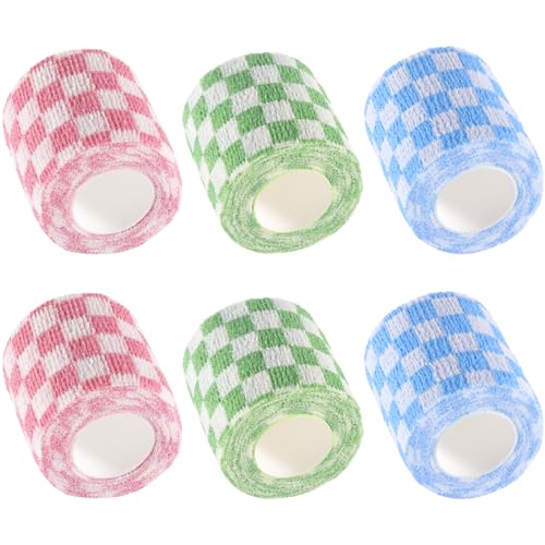 Self-Adhesive Bandage Wrap - 2 Inch x 5 Yards, 6 Pack - Grid Mix