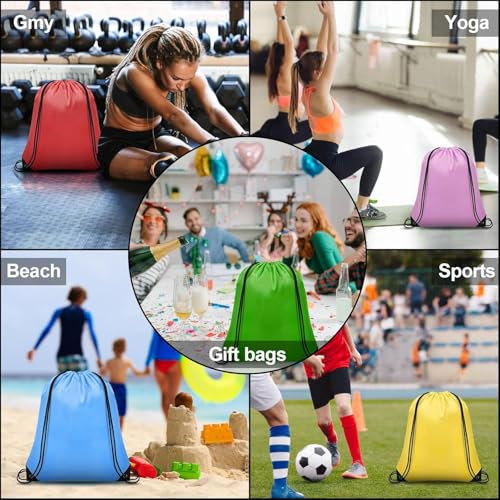 Grneric 25 Colors Drawstring Bags Bulk Cinch Sack – 16.5 x 13.3in Multicolor