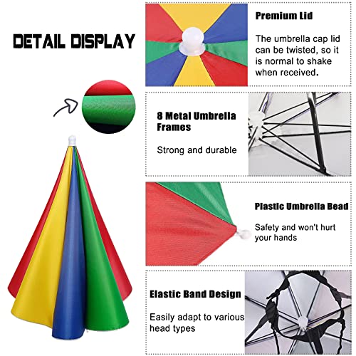 Kids & Adults 4 Pack Hands-Free Rainbow Head Umbrella Hats
