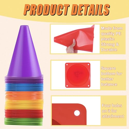 7" Sports Agility Cones - 36 Pack for Training Drills
