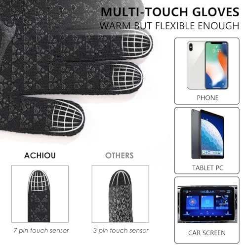 Achiou Winter Gloves for Men and Women, Touchscreen Soft Knit