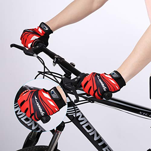 Touch Screen Cycling Gloves for Kids - Breathable Red