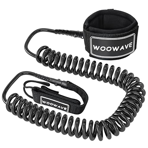 WOOWAVE SUP Leash Premium 10ft Coiled Surfboard Leash with 7mm Cord & Quick Release