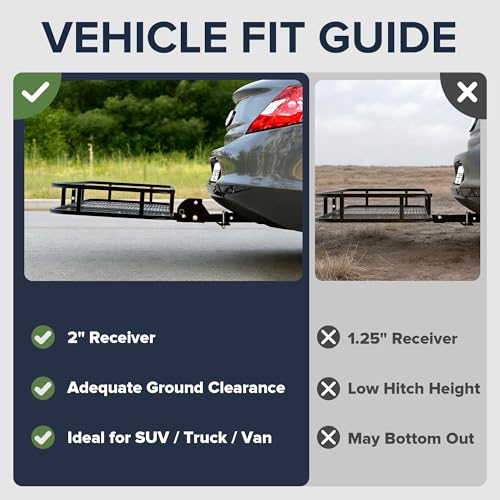 Folding Hitch Cargo Carrier 60" x 23" - 500 Lbs Heavy Duty, Black