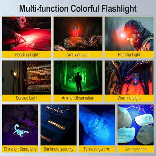 BORUIT V30 Rechargeable EDC Flashlight with 365nm Blacklight UV/Red Flashlight,Bright Keychain Lights with Clip and Magnet, 180¡Æ Rotatable Pocket Flashlight for Everyday Carry and Emergencies