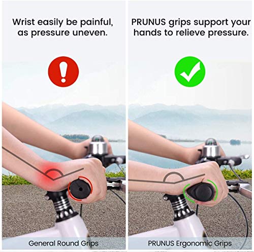 PRUNUS No-Slip Soft Rubber Bike Handlebar Grips Universal for Bicyble