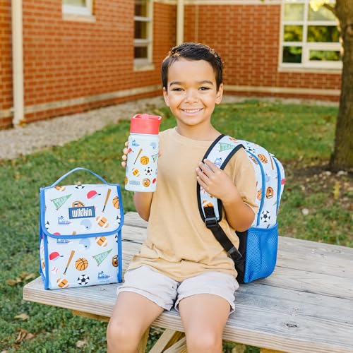 Wildkin Kids Stainless Steel Water Bottle 14oz Game On – Vacuum Insulated, Durable, Kid-Friendly