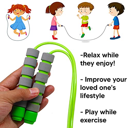 Adjustable Jump Rope with Foam Handles - Pink & Green