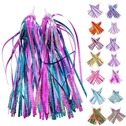 Colorful Handlebar Streamers for Kids' Bicycles - Shiny Blue Purple