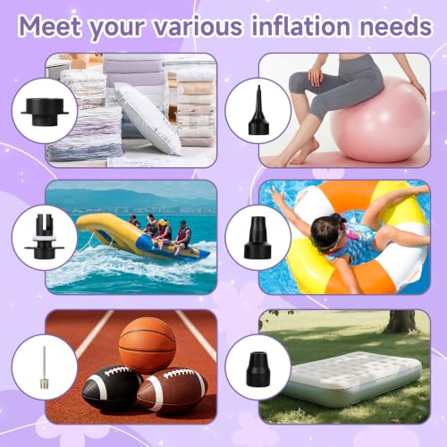 YICHENGDA Purple Pink 4-in-1 Electric Balloon Pump with Nozzles & Accessories