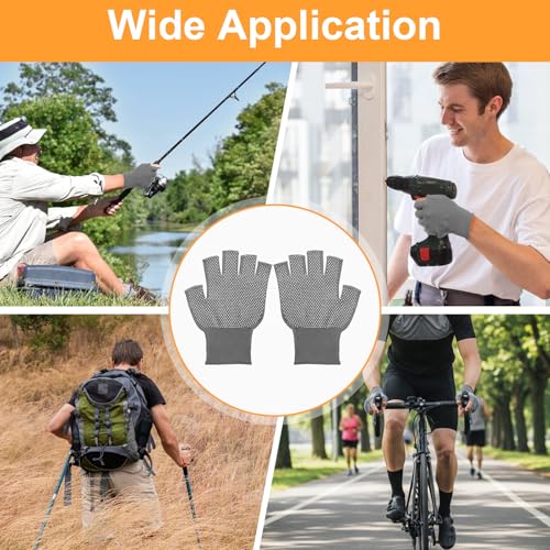 6 Pack Half-Finger Workout Gloves - Grey, Breathable & Anti-Slip