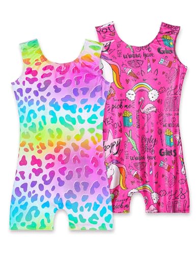 Sparkly Sleeveless Leotards for Girls - 2 Pack Unitards
