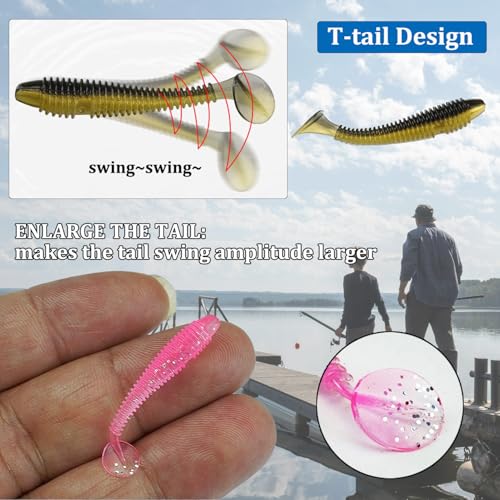 Paddle Tail Swim Baits - 9 Color Soft Plastic Lures 2.17in/5.5cm