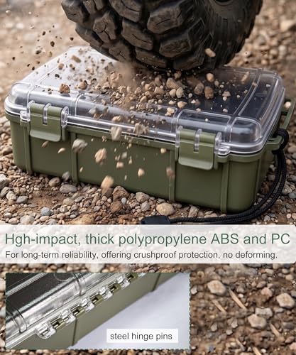 Uxwuy Olive Green Large Waterproof Dry Box – Airtight Floating Hard Case for Survival, Electronics & Outdoor Gear (Green)