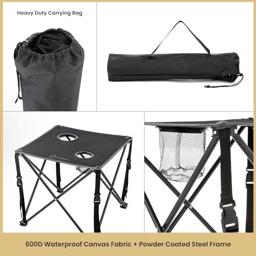 Black 2-Pack 26-Inch Portable Camping Folding Tables with Cup Holders, Carrying Case