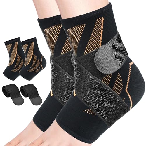 Ankle Compression Sleeve with Strap - Classic Copper Medium