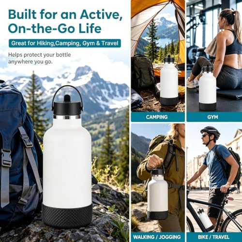 64oz Silicone Water Bottle Protector - Black for Hydro Flask