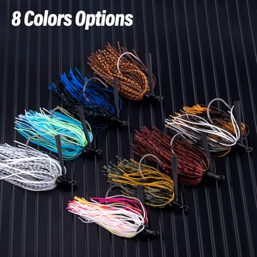 Weedless Bass Fishing Jigs - 2 Pack, Pumpkin Seed, 1/4oz Hook #3/0