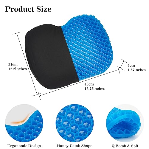 Omoojee Blue Kayak Seat Cushion Gel Anti-Slip Long Sitting Boat Canoe Pad