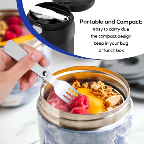 2pcs Folding Spoon & Forks for Thermos Funtainer 10oz Food Jar