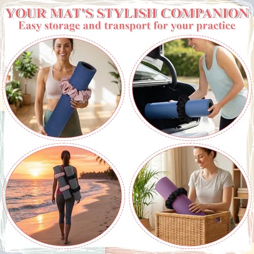 Yoga Mat Scrunchie Strap - Durable Velvet Holder for All Mats