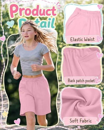 Girls Bermuda Shorts - Casual Straight Leg Shorts with Pockets