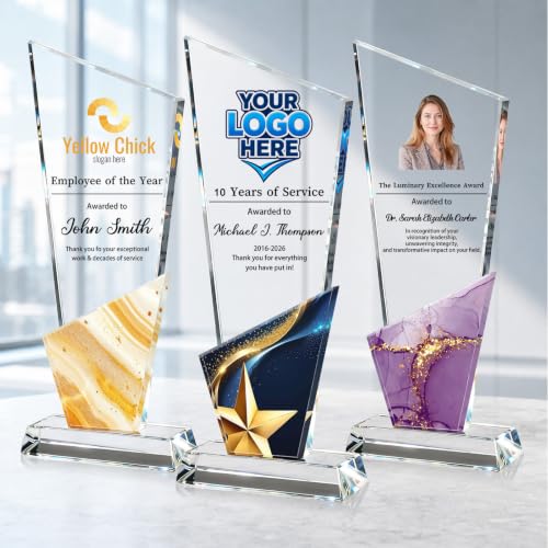 Custom Crystal Trophy Award - Personalized Plaque for Recognition - Crystal Award