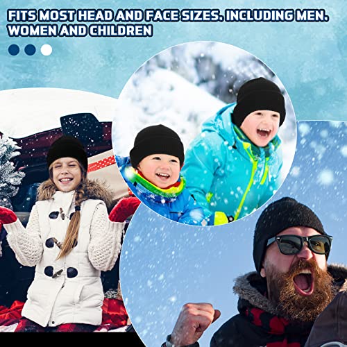 3-Hole Knitted Ski Mask - Windproof Balaclava Full Face Cover - Black