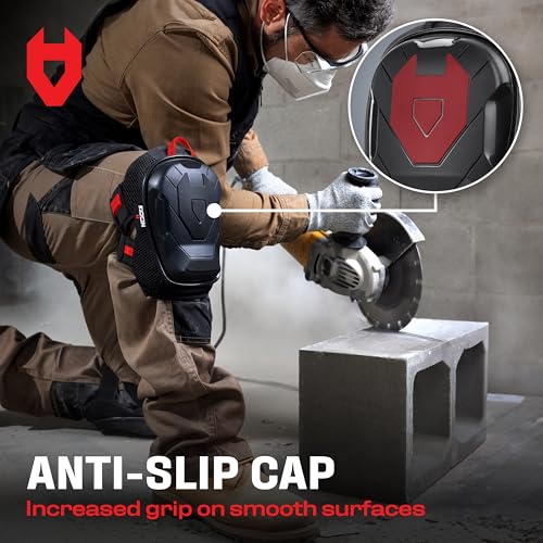 NoCry Professional Work Knee Pads for Men and Women with Non-slip Heavy Duty Cap and Ankle Support ? Soft Foam Cushion and Gel Knee Pads for Men Construction ? Easy to Fasten Kneepads with Hang Loop