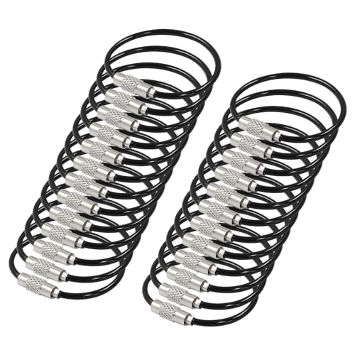 Stainless Steel Wire Keychains - 4 Inch, Set of 25 - Black