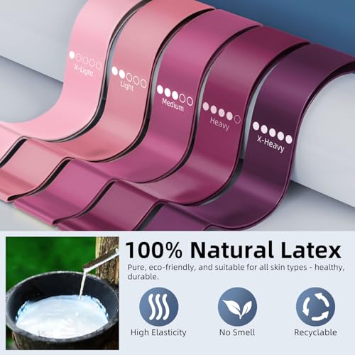 Resistance Loop Exercise Bands Set - 5pcs Pink for Home Fitness