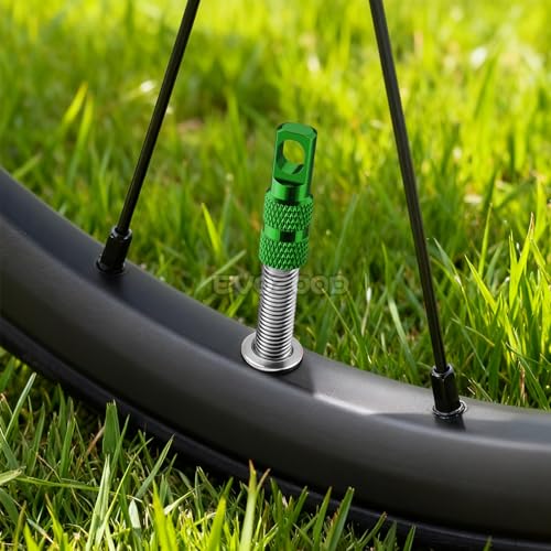 Aluminum Presta Valve Stem Dust Caps with Core Remover - 4 Pack - Green