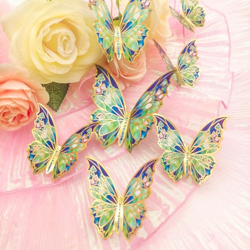 12Pcs Golden Edged Butterfly Wall Sticker 3D Butterflies Room Decor Decals Home Decoration DIY Self-Adhesive Mural for Wedding