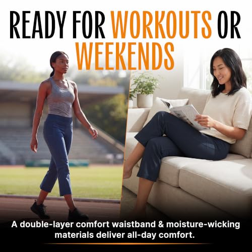 Skechers Go Walk High-Waisted Cropped Athletic Pants for Women – Blue Iris, Large