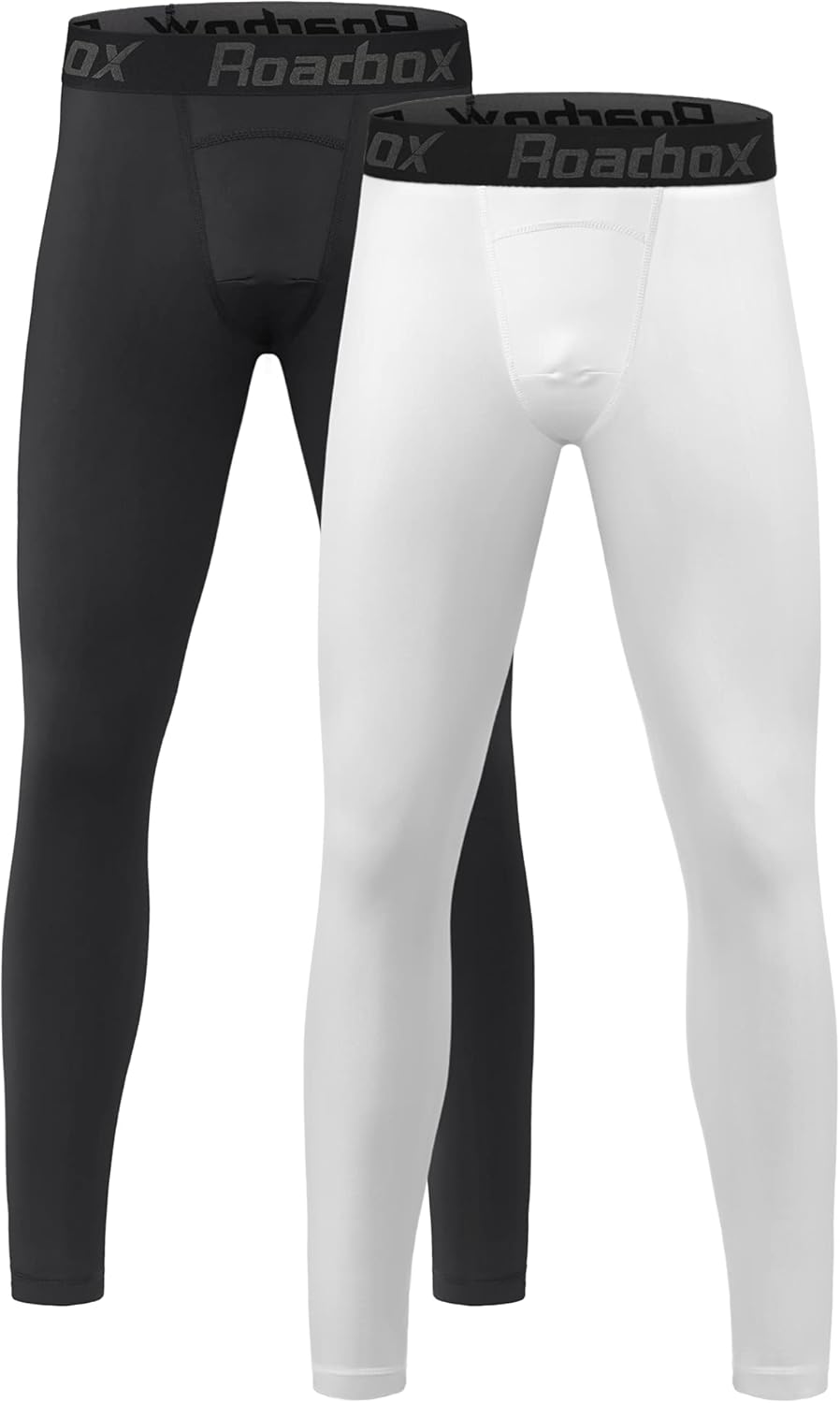 Roadbox Boys Compression Pants - Quick-Dry Spandex Leggings for Youth | 2-Pack Running & Football Tights