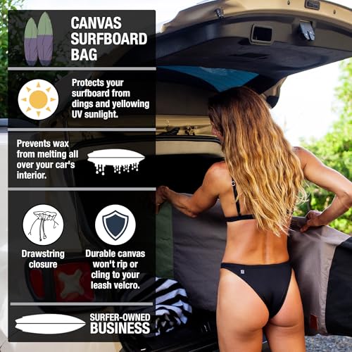 Ho Stevie! 6'0" Canvas Surfboard Bag Cover for Dings UV Sun Protection, Gray
