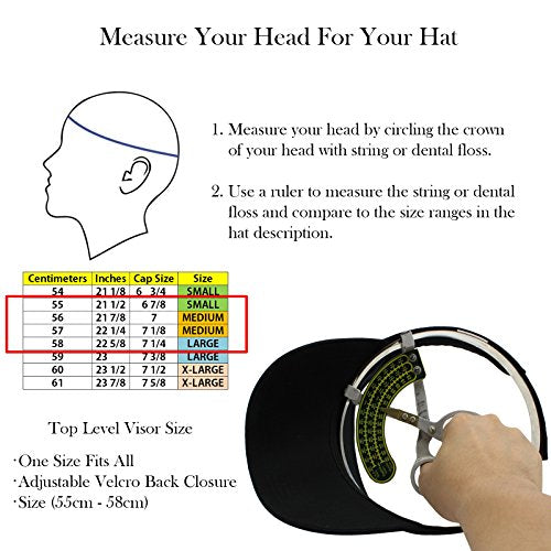 Sun Sports Visor Cap for Men & Women - One Size - Black