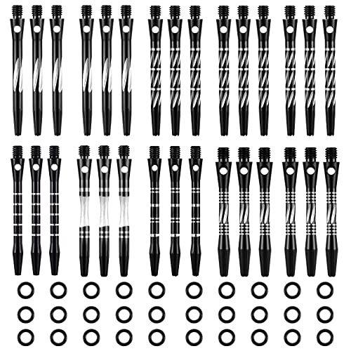 Black Style Aluminium Dart Shafts 50/53mm with Rubber Rings - Skylety 30 Pcs