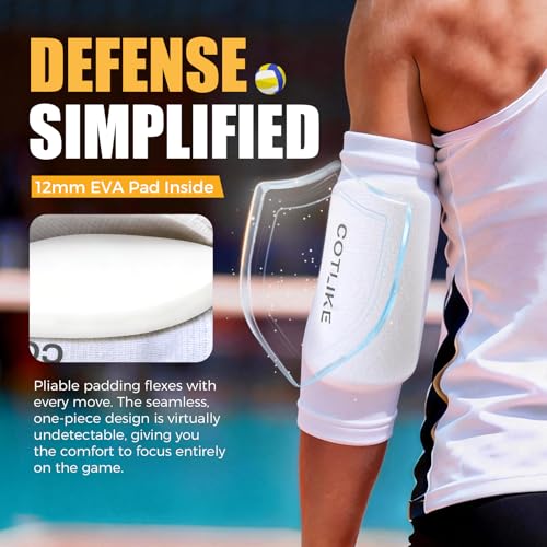 Youth White Volleyball Elbow Pads for Kids Age 8-13 - Non-Bulky, Flexible Protection