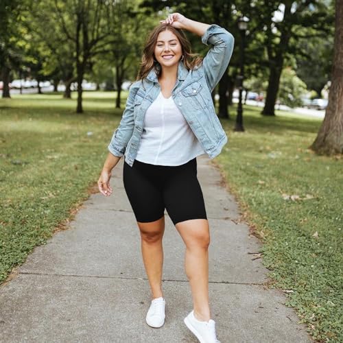 we fleece 8" Plus Size Biker Shorts with Pockets, High Waist
